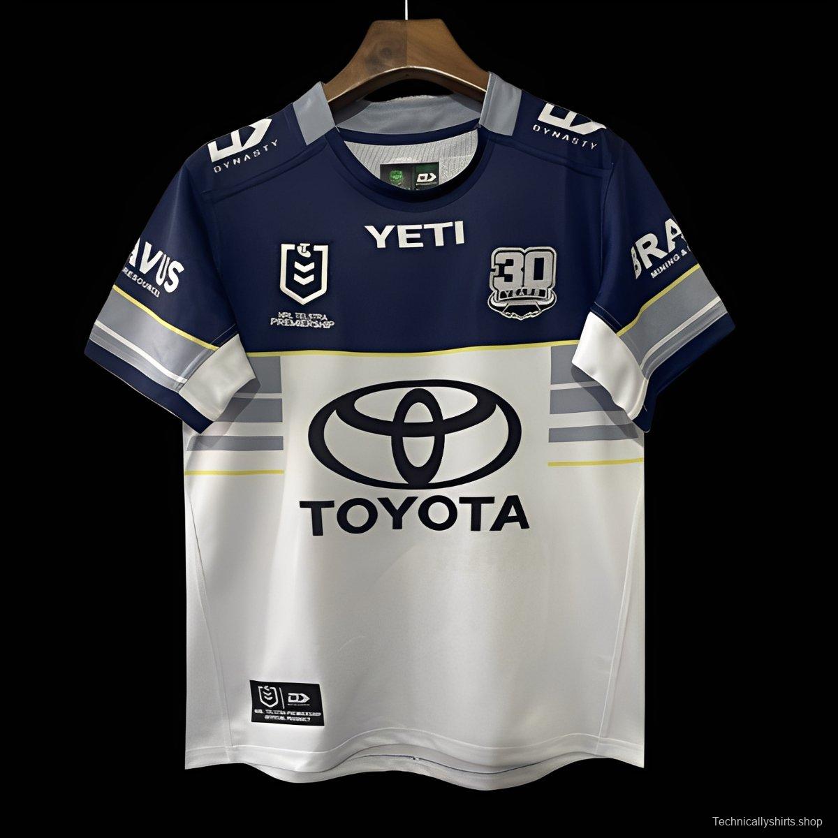 25/26 North Queensland Cowboys White and Navy with Grey Stripes Jersey