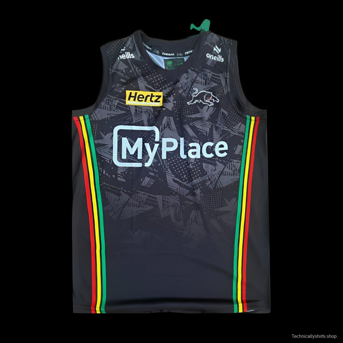 24/25 Penrith Panthers Black with Indigenous Design Singlet