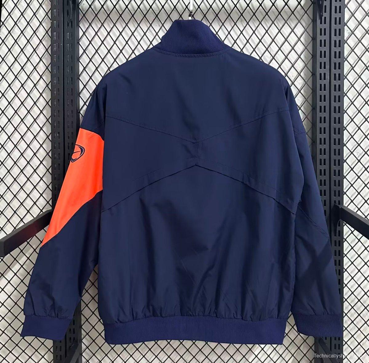 25/26 Barcelona Navy Blue with Orange Full Zipper Windbreaker