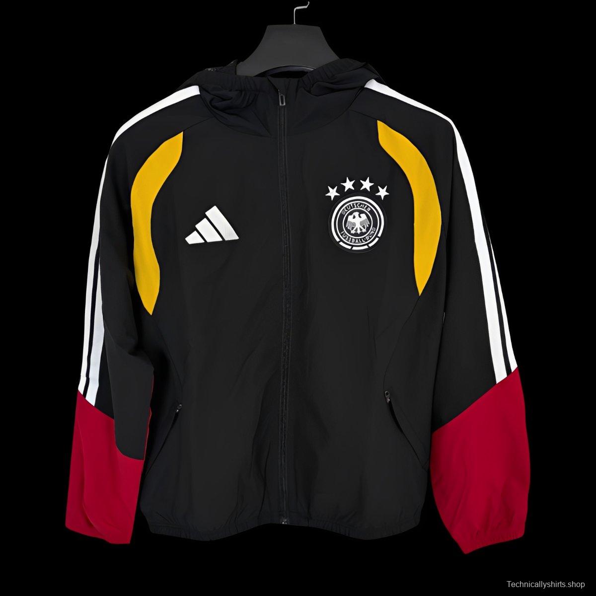 2026 Germany Black Full Zipper Windbreaker