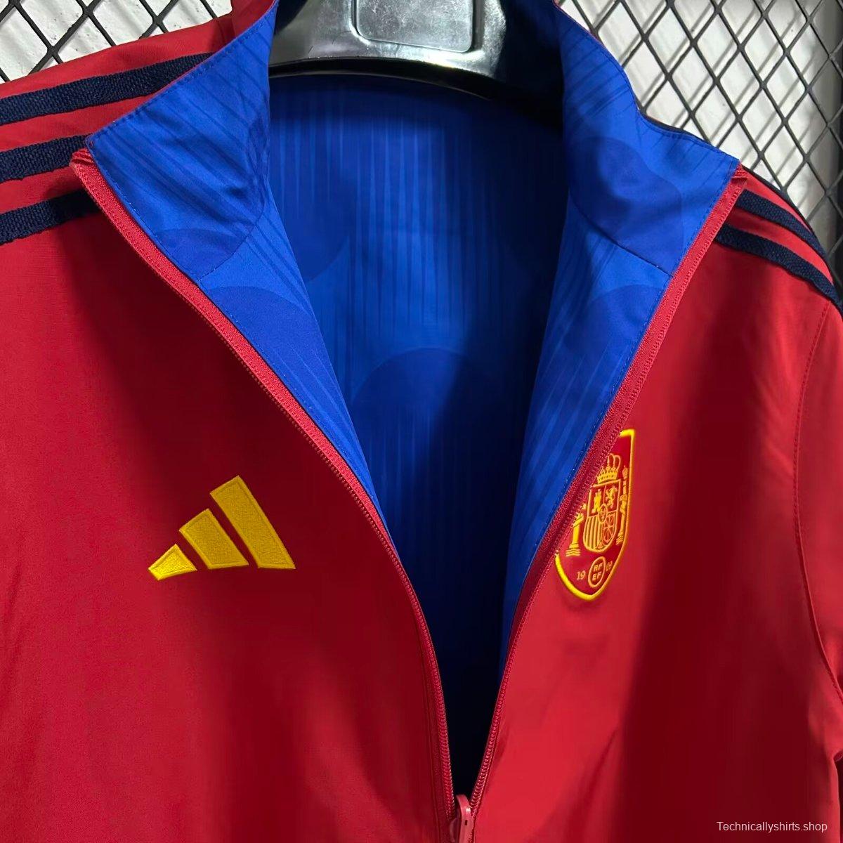 2026 Spain Red/Blue Full Zipper Reversible Windbreaker