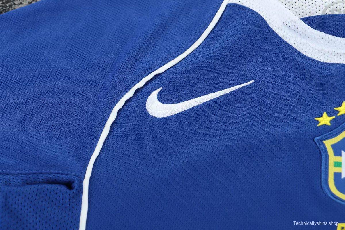 Retro Kids 2004 Brazil Away Blue Jersey