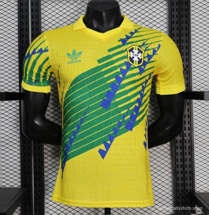 2026 Player Version Brazil Yellow with Green and Blue Geometric Patterns Jersey