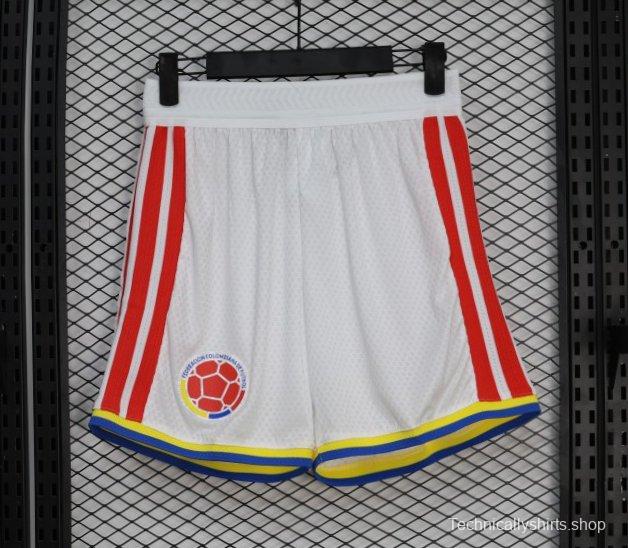 2026 Player Version Colombia White with Red Side Stripes Shorts