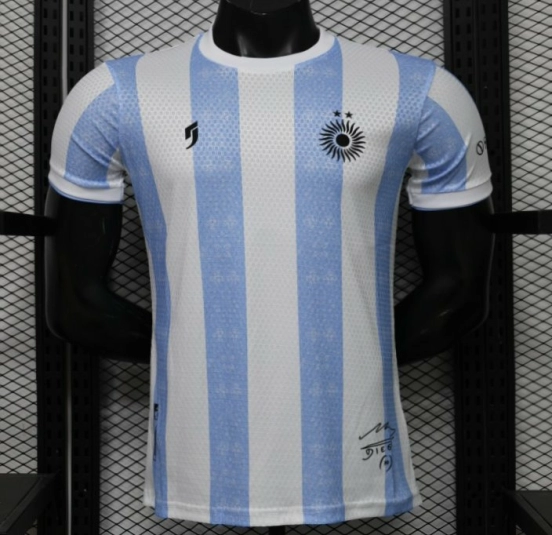 Player Version 2027 Argentina Home White & Light Blue Stripe Maradona Tribute Jersey
