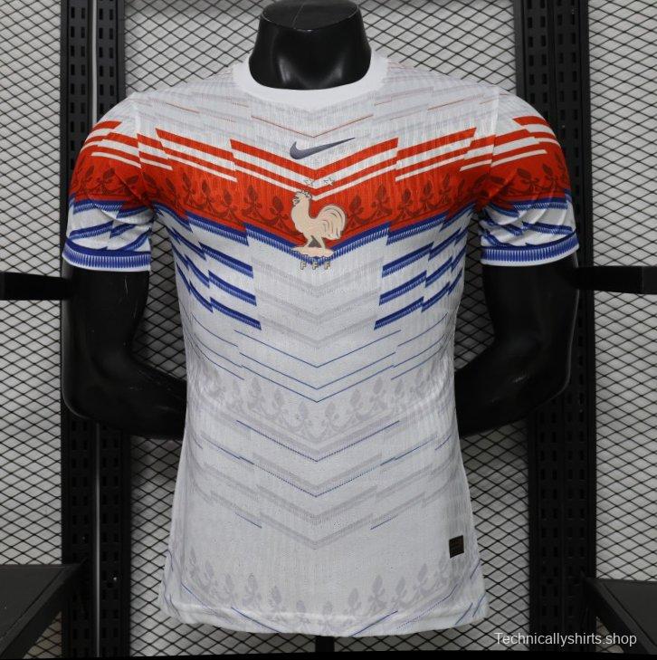 Player Version 2026 France Away White with Red & Blue Chevron Stripe Special Edition Jersey
