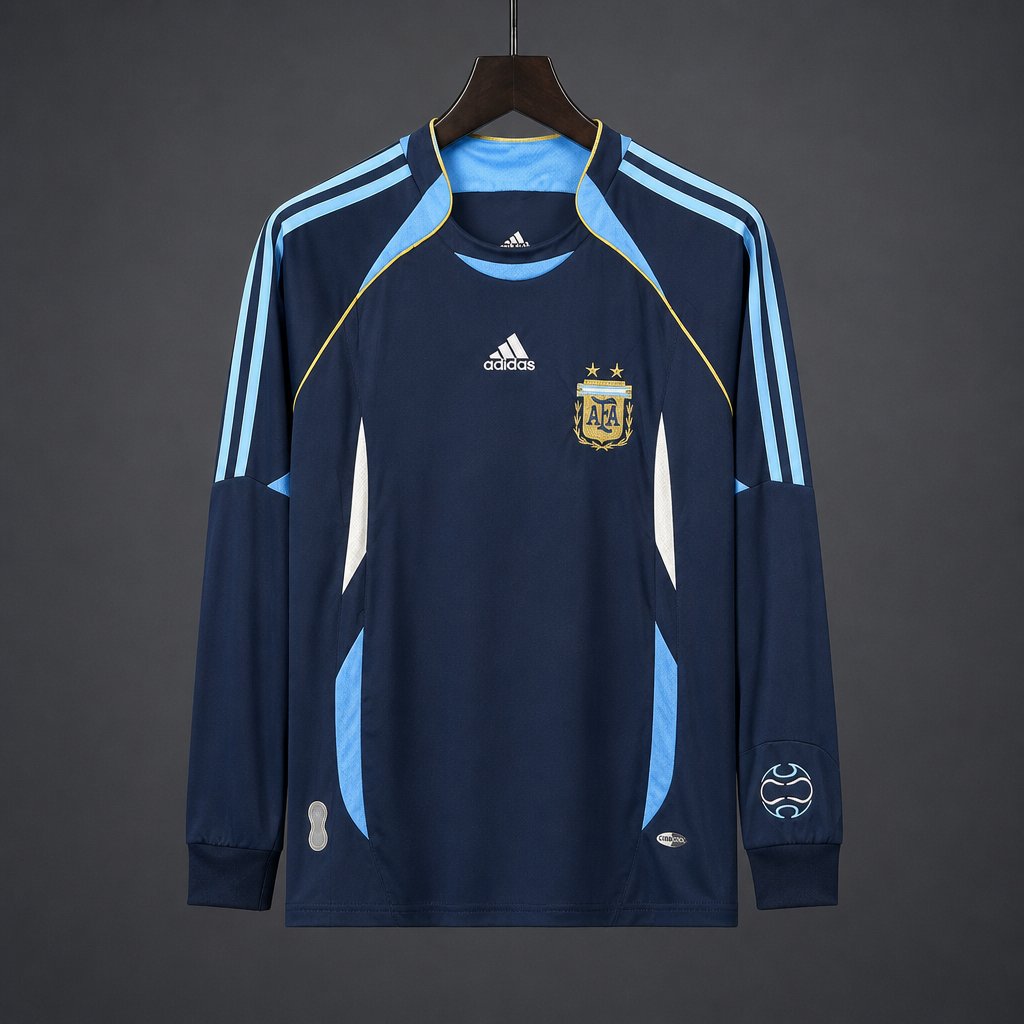 Retro 2006 Argentina Away Long SLeeve Jersey
