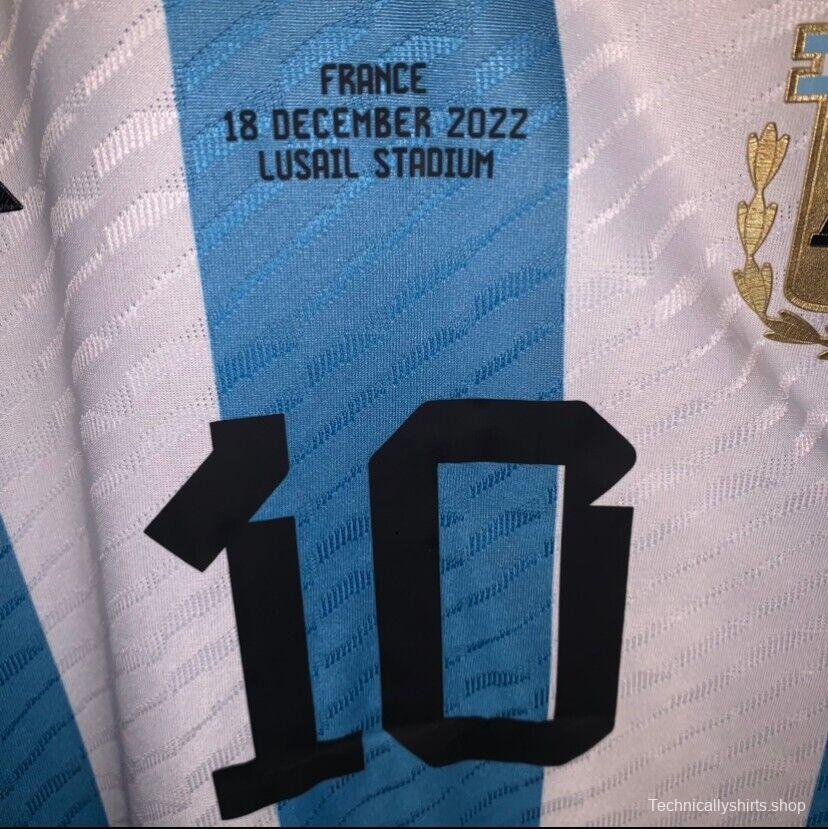 2022 Argentina Home #10 Messi Signed Signature Jersey