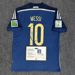 Leo Messi 2014 World Cup Signature Shirt All Full Patches + COA