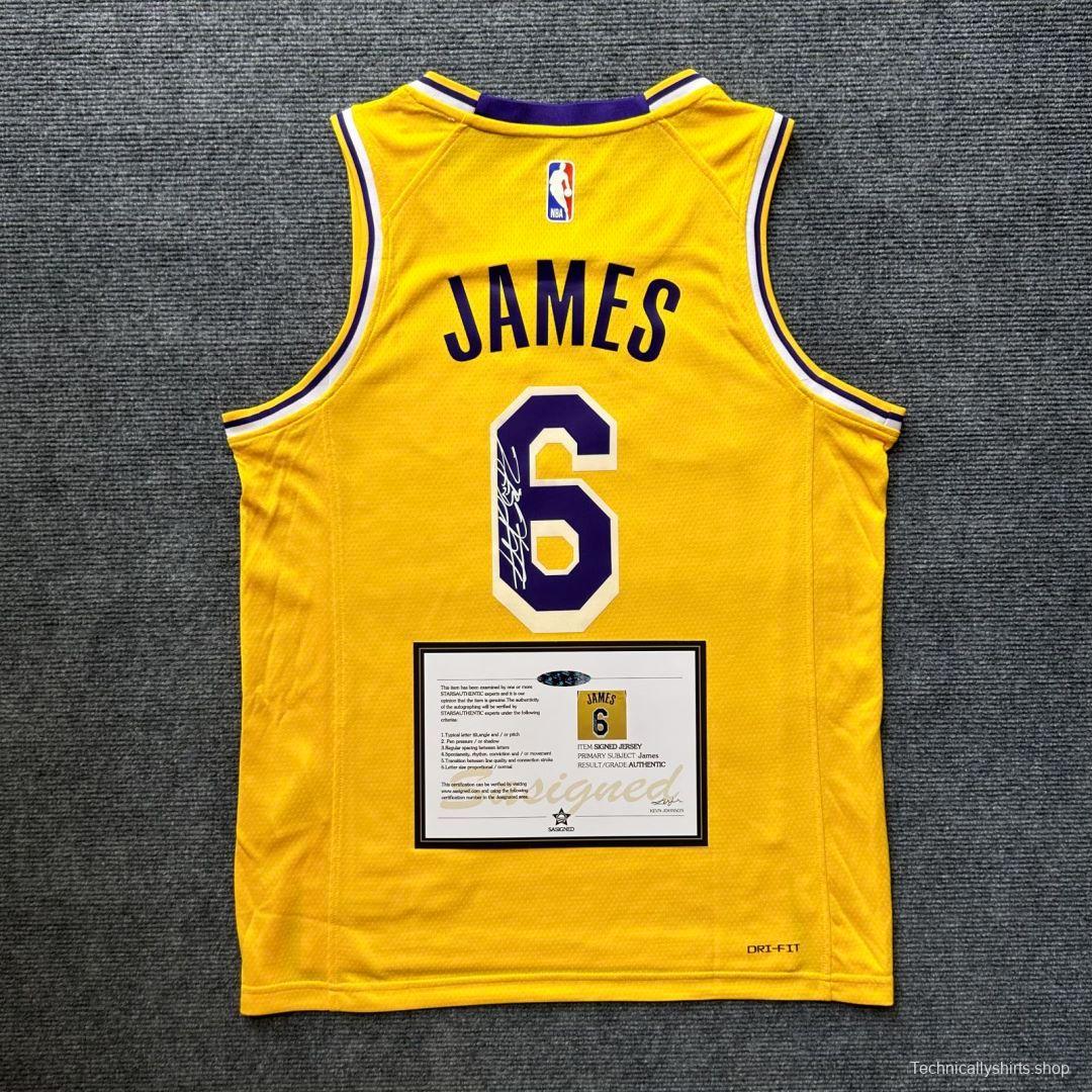 Lebron James Lakers Yellow Signed Shirt + COA