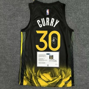 Curry Rose black yellow signed jersey