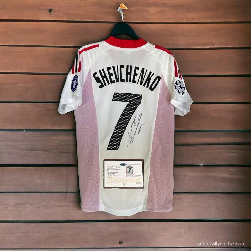 UCL Final AC Milan 2002/2003 Short-Sleeve Away Jersey - Shevchenko #7. SIGNED