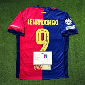 lewandowski barcelona 24/25 signed + coa